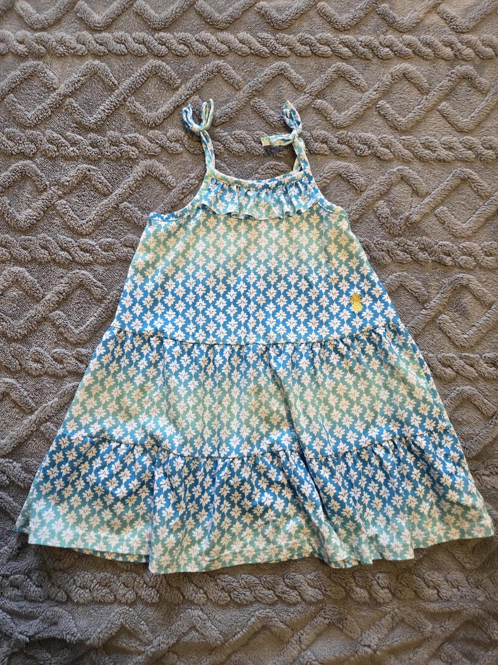 Tommy Bahama - 3T Girls Blue & White Floral Tiered Sundress